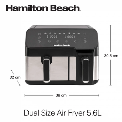 قلاية هوائية AirFryer مزدوجة سعة 8.5 لتر تتيح لك طهي الطعام بدهون اقل ماركة Hamilton Beach