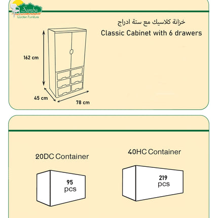 خزانة بلاستيك كلاسيكية بـ 6 أدراج لتنظيم سهل وأنيق للمنزل من سامبا