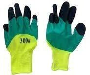Fluorescent green dipped work gloves