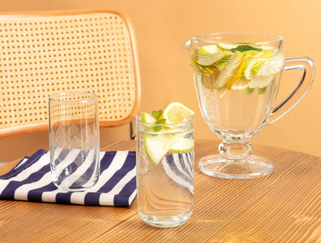 Musit White Geometric Print Drinkware Set, 4 Pieces