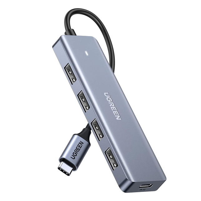 موزع يوجرين تايب سي إلى 4 منافذ USB 3.0 بسرعة تصل إلى 5 جيجابت في الثانية مع مصدر طاقة |70336