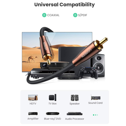 UGREEN RCA Coaxial Cable, Braided Copper Shield, 1m/70684