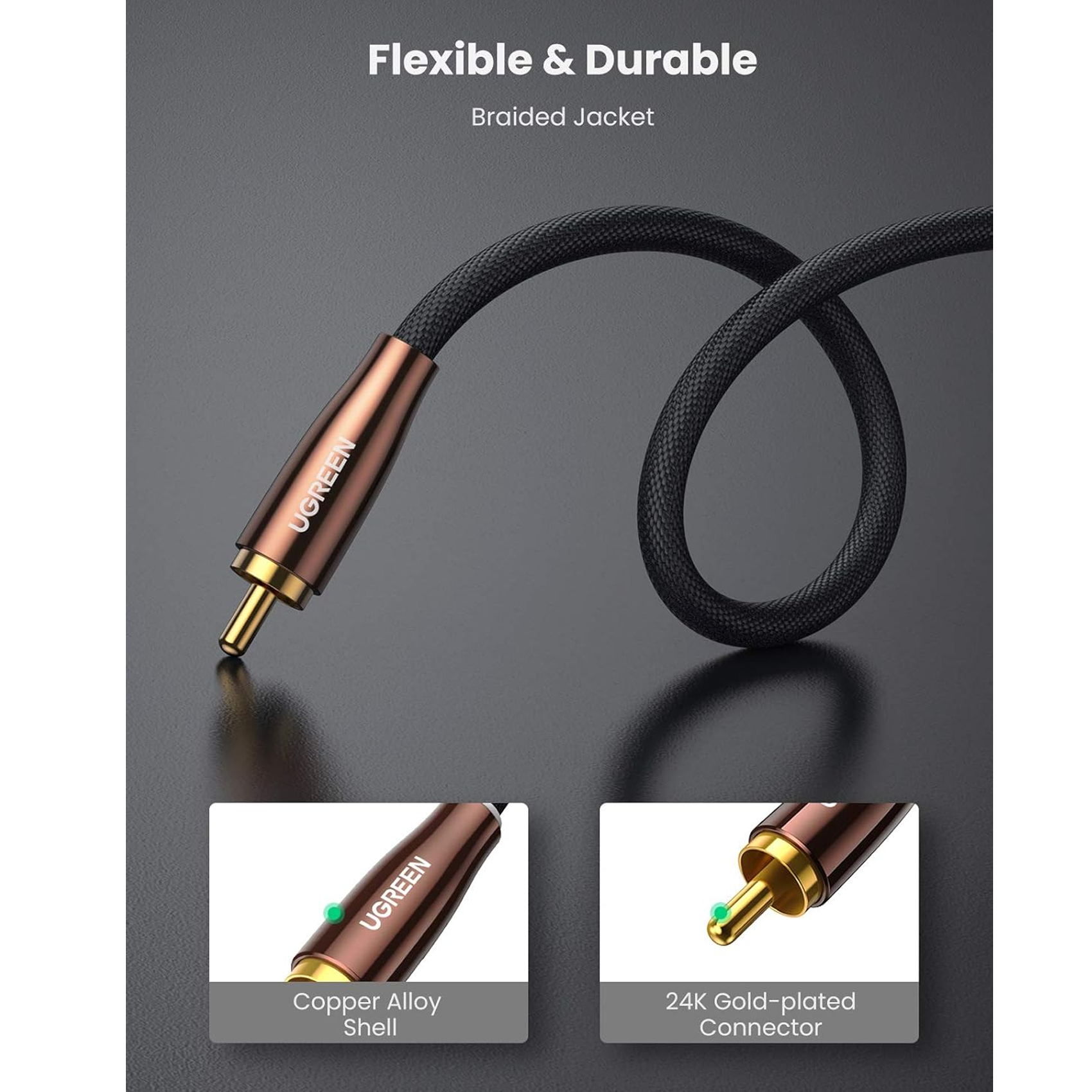 UGREEN RCA Coaxial Cable, Braided Copper Shield, 1m/70684 – Amman ...