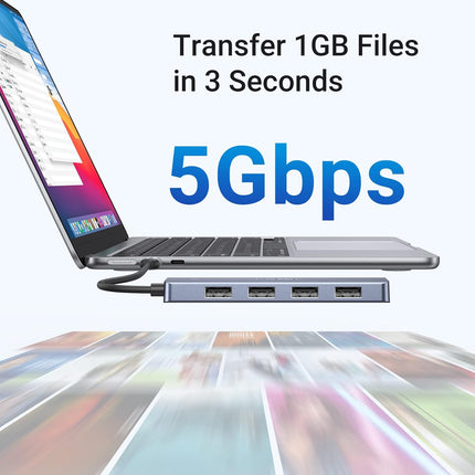 موزع يوجرين تايب سي إلى 4 منافذ USB 3.0 بسرعة تصل إلى 5 جيجابت في الثانية مع مصدر طاقة |70336