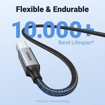 كابل طابعة من يوجرين كيس USB A ذكر إلى USB B 2.0 مع مضفر أسود /US369