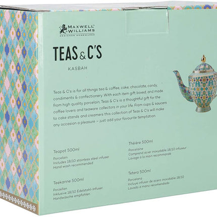 Maxwell & Williams HV0113 Teas & C’s Kasbah Loose Leaf Teapot with Infuser in Gift Box, Porcelain, Mint Green, 3 Cup (500 ml)