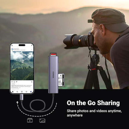 قارئ بطاقات يو جرين 4 في 1 USB-C عالي السرعة (SD ، TF ، CF ، MS) / 15307