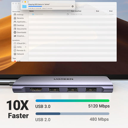 70410 / موزع من USB-C إلى 3xUSB3.0-A+HDMI+TF/SD+PD