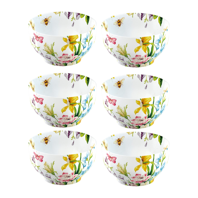 6pcs Katie Alice English Garden Cereal Bowl White Floral 15.2 x 9 cm