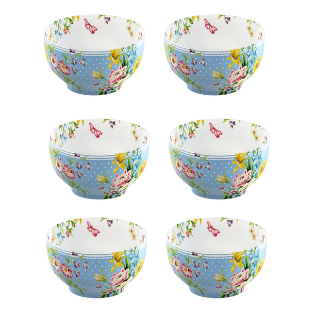 5pcs English Garden Blue Spot Cereal Bowl