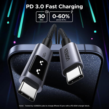 كابل شحن سريع UGREEN Uno USB-C إلى USB-C PD، 5 أمبير كحد أقصى 100 واط / L509