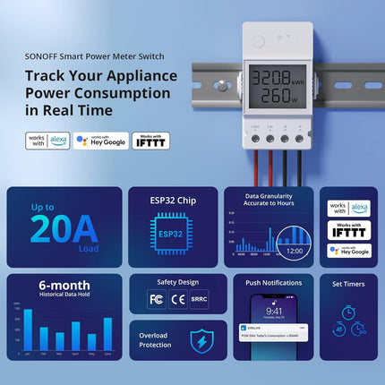 مفتاح قياس الطاقة الذكي 20 أمبير / POWR320D