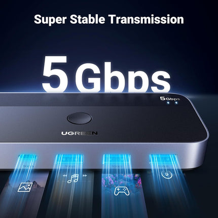 مفتاح USB 3.0 من UGREEN لجهازي كمبيوتر يتشاركان أجهزة USB C وA / 15705
