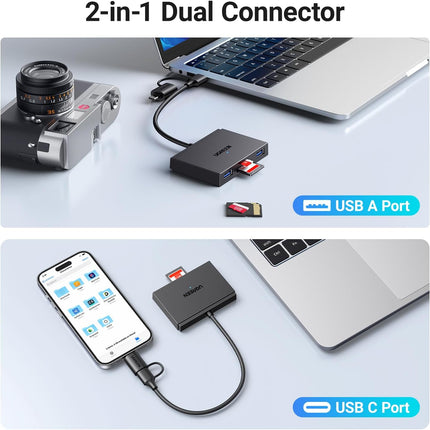 قارئ بطاقات UGREEN 4 في 1 بسرعة 5 جيجابت في الثانية من النوع C + USB / 45167