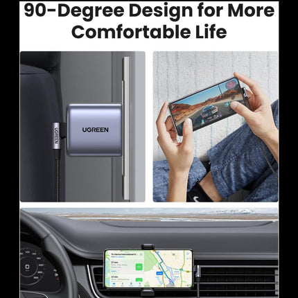 كابل بيانات UGREEN USB-C 2.0 ذكر إلى USB-C 2.0 ذكر بزاوية 90 درجة /US255