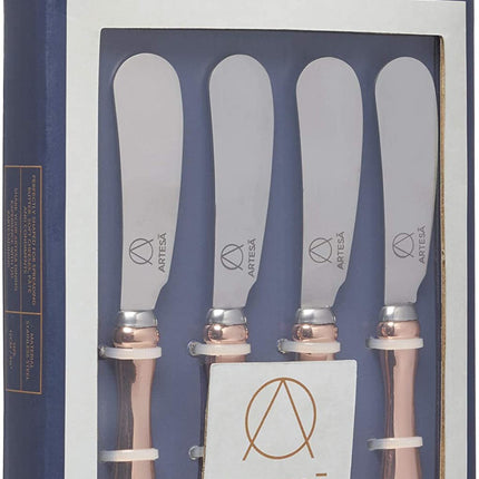 MasterClass ARTBUTKNPK4 Artesà Butter Knife Set with Rose Gold-Effect Handles-12 cm (Pack of 4), Stainless Steel, Multi/Colour, 0.3 x 1.7 x 12 cm