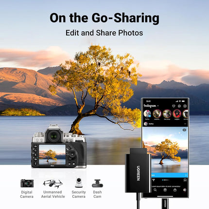 قارئ بطاقات UGREEN 2 في 1 USB-C SD/MicroSD متعدد الألوان/ CM265