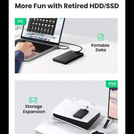 علبة القرص الصلب 2.5 بوصة | UGREEN USB C 2.5 SATA III | 50743