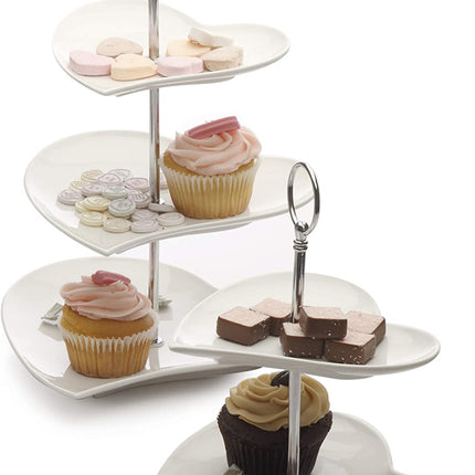 Maxwell & Williams White Basics 3 Tier Cake Stand in Gift Box, Heart Shaped, Porcelain, White