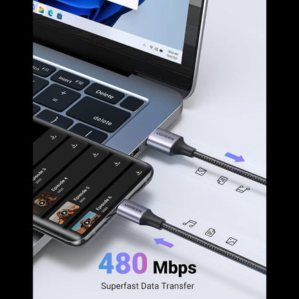 كابل شحن سريع يوغرين USB-A إلى USB-C (أسود) | US288
