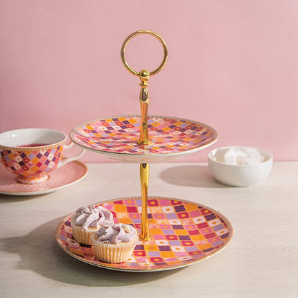 Maxwell & Williams Teas & C’s Kasbah Cake Stand in Gift Box, Porcelain, Rose, 2 Tiers