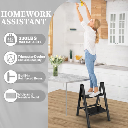 سلم درجة عريضة 2 درجة بلاستيك من مزايا