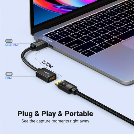 كابل محول ميني HDMI ذكر إلى HDMI أنثى من يوجرين بطول 22 سم (أسود) / 20137
