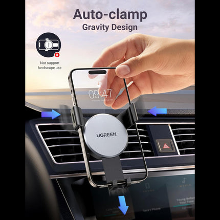 حامل هاتف للسيارة من UGREEN، يُثبّت على فتحة التهوية، حامل هاتف بالجاذبية، موثوق وثابت، للاستخدام بدون استخدام اليدين/40907