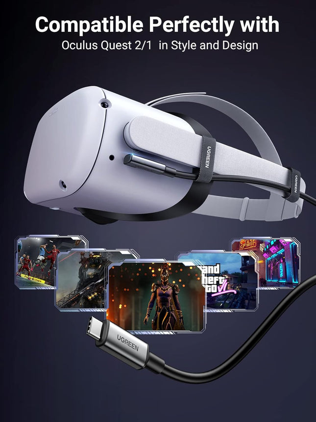 كابل توصيل USB-C إلى USB-C بزاوية قائمة من UGREEN بطول 5 متر باللون الأسود / 90629