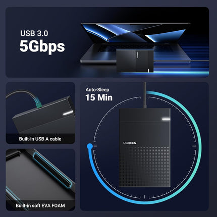 علبة محرك الأقراص الصلبة من يو جرين مقاس 2.5 بوصة مع كابل 5G | 30719
