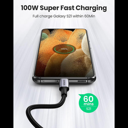 كابل شحن سريع من نوع USB-C إلى USB-C بزاوية قائمة من UGREEN بقوة 100 واط / US334