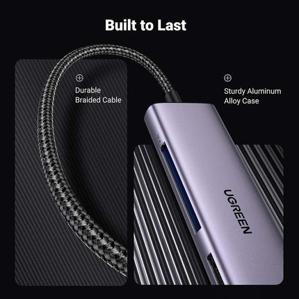 قارئ بطاقات يو جرين 4 في 1 USB-C عالي السرعة (SD ، TF ، CF ، MS) / 15307