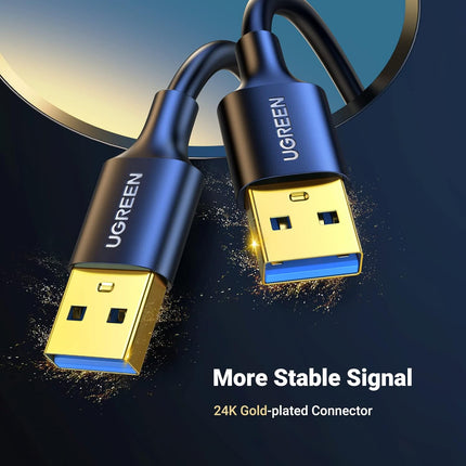 كابل يوجرين USB-A 3.0 ذكر إلى ذكر (أسود) / US128