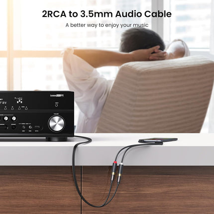 كابل UGREEN 3.5 مم ذكر إلى 2 RCA أنثى (25 سم) / 10547