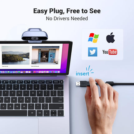 كاميرا ويب UGREEN بدقة 1080 بكسل مع ميكروفون، كاميرا ويب USB عالية الدقة بالكامل /15728
