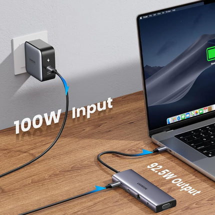 UGREEN USB-C to 3*USB 3.0 A+HDMI 4K@30Hz;2K@60HZ;1080P@120Hz + VGA + RJ45 + SD/TF + 3.5mm Audio + PD Adapter