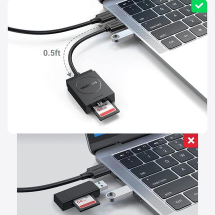 قارئ بطاقات UGREEN 2 في 1 USB 3.0 SD/TF /20250