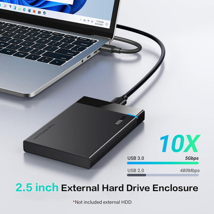 علبة محرك الأقراص الصلبة من يو جرين | UGREEN 2.5″ Hard Drive Enclosure USB 3.0 to SATA III Adapter | 30848