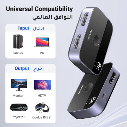 UGREEN 8K 30Hz HDMI DisplayPort 2 in 1 Bi-Directional Switch | 15708
