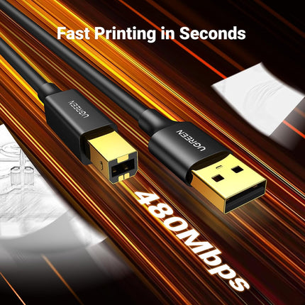 كابل طابعة Ugreen USB Type B (ذكر) - USB 2.0 (ذكر) 480 ميجابت في الثانية أسود / US135
