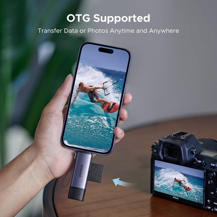 قارئ بطاقات UGREEN 2 في 1 USB C OTG SD/ Micro SD / 50706