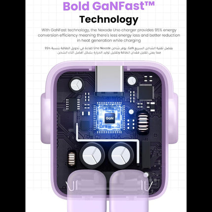 شاحن سريع بقوة 65 واط  بثلاثة منافذ لون بنفسجي |Robot.Uno.Purple.CD361.35291(EU)