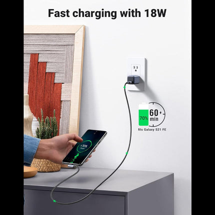 كابل UGREEN بزاوية قائمة USB-C 3.0، شاحن من النوع C بسرعة 5 جيجابت في الثانية | طول 1 متر | US385 - 20299
