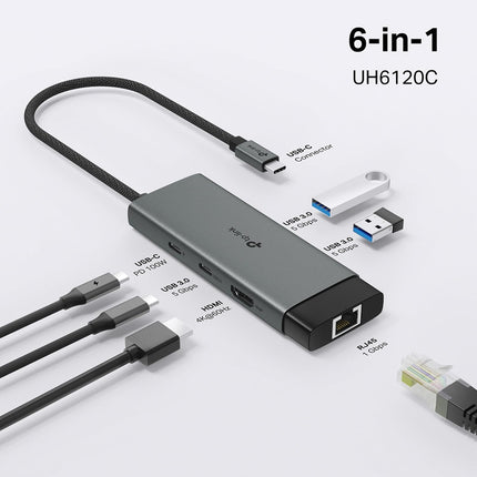 موزع منافذ متعدد الاغراض 6 في 1 | TP-Link UH6120C