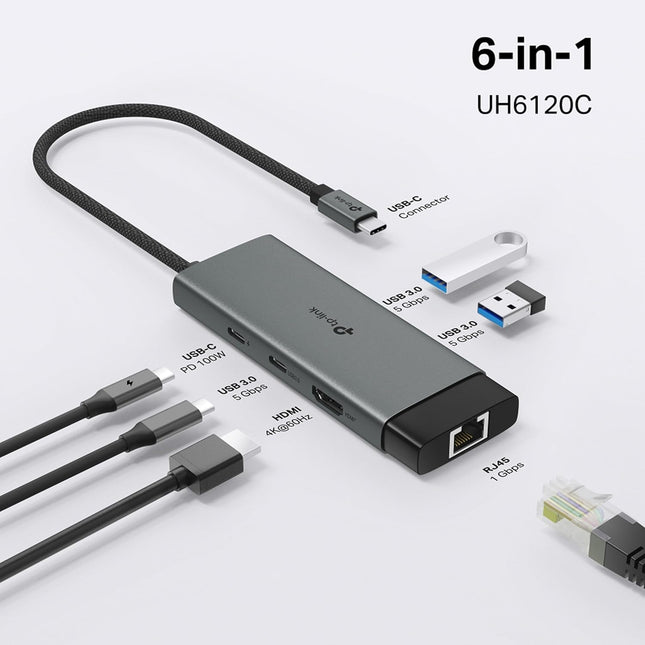 موزع منافذ متعدد الاغراض 6 في 1 | TP-Link UH6120C