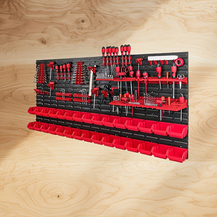 رف تخزين عملي مع لوحة تثبيت – منظّم أدوات ذكي (96 قطعة)