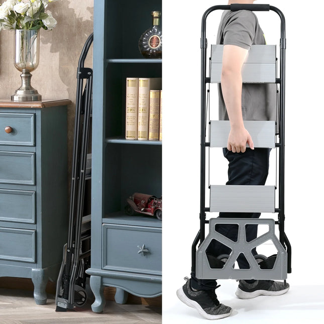 عرباية نقل مع سلم المنيوم على عجلات