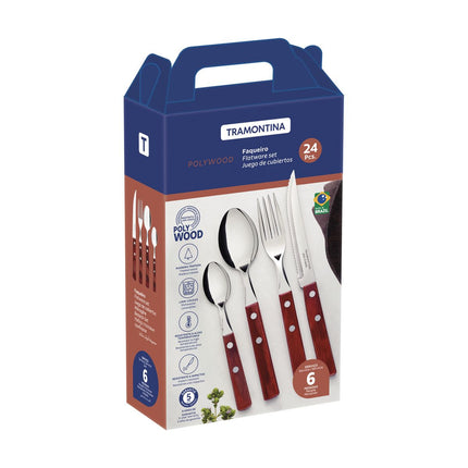 طقم أدوات مائدة 24 قطعة من Tramontina Polywood