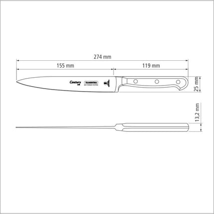 سكين تقطيع متعدد الاستعمالات 27 سم من Tramontina Century - أسود