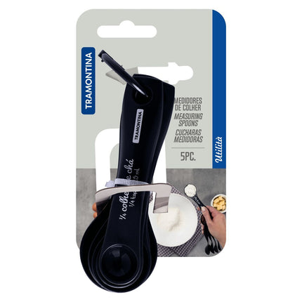 طقم ملاعق قياس 5 قطع من Tramontina Utilita - أسود